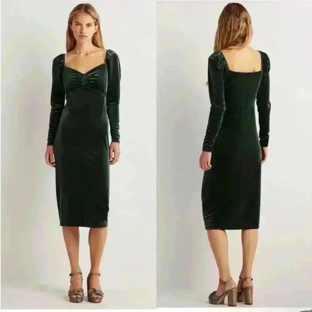 💚NWT Boden Velvet Jersey Green Midi Dress💚